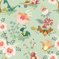 Tiny dinosaurs gardening (medium scale) ταπετσαρία