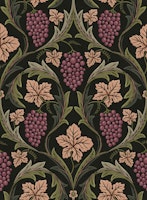 Grapes Wine - William Morris - green dark red tapete
