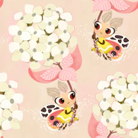 Cute fairy moth pink - medium scale wallpaper