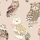 Whimsical elegant owls (medium scale)