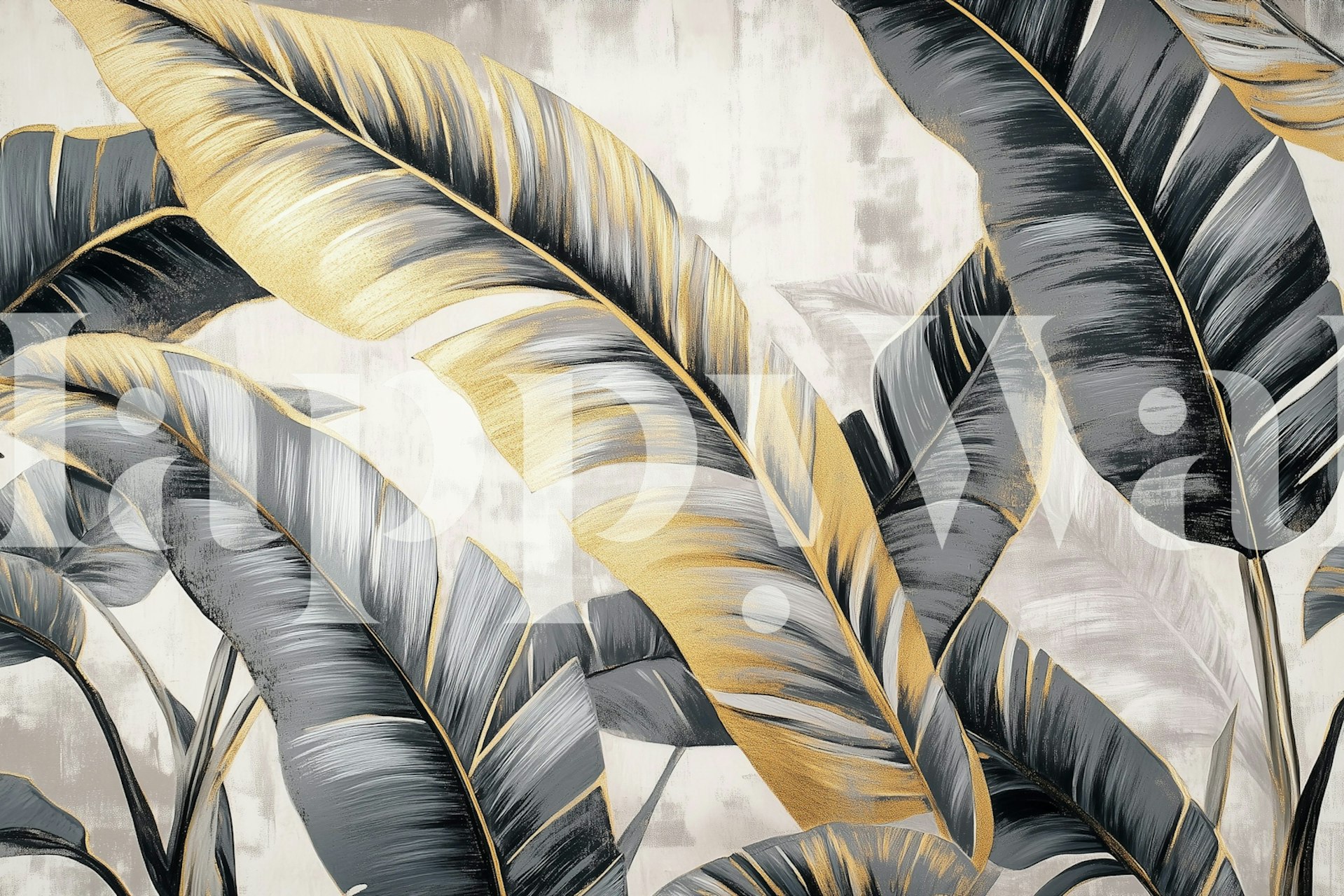 Tapeta Golden Leaf Serenity v moderním obývacím pokoji