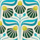 Majestic Vintage Blossoms in Blue Green - L
