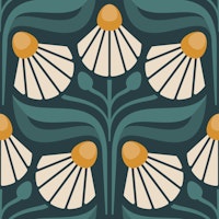 Majestic Vintage Blossoms in Green Cream - L papel de parede