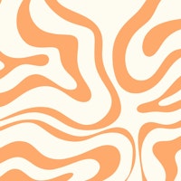 Modern Retro Liquid Swirl in Orange Cream tapet