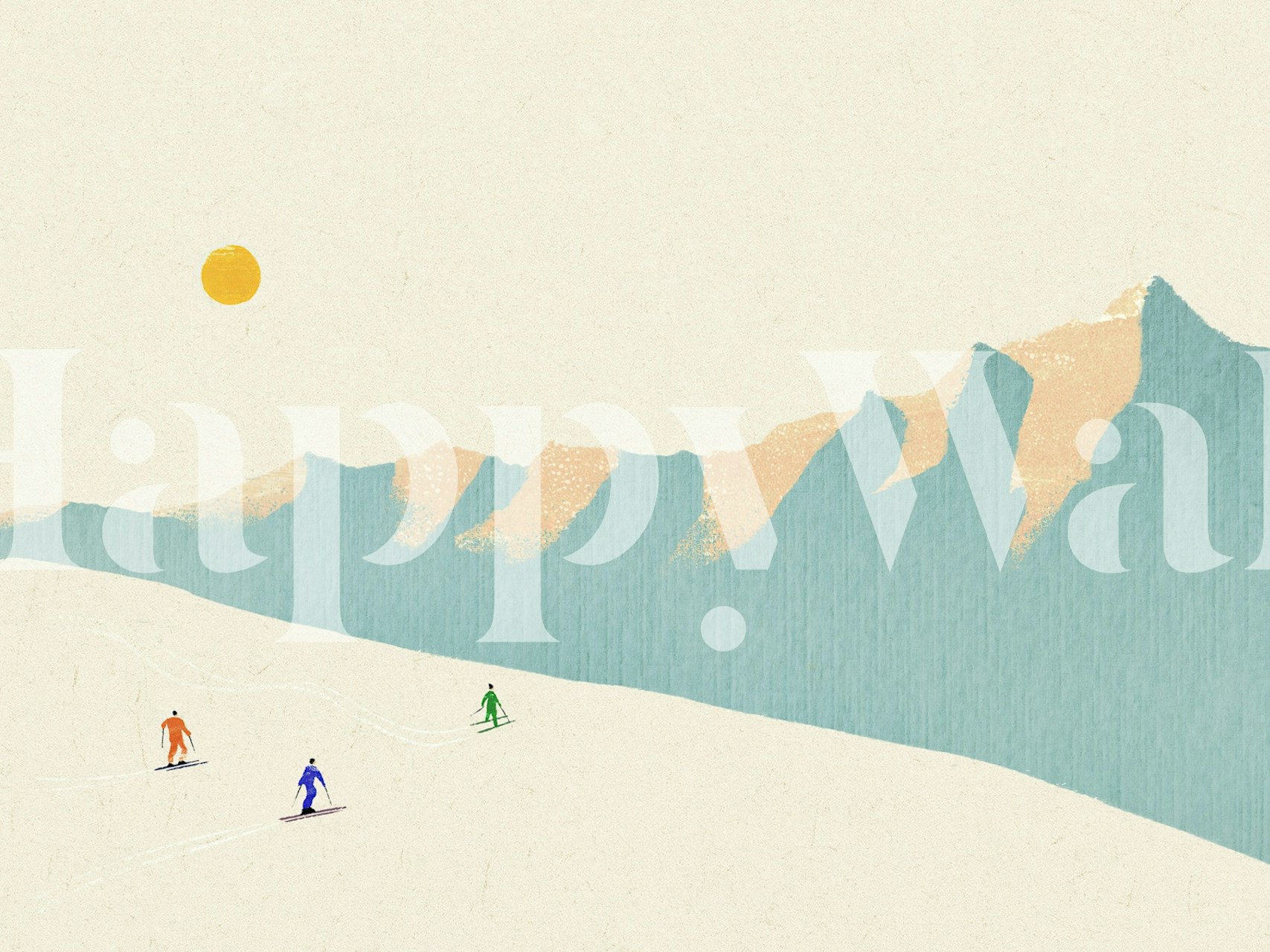 Happy Skiers wallpaper in a room