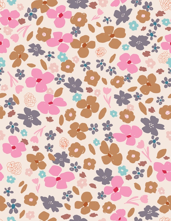 Modern Floral Multi Pink Brown