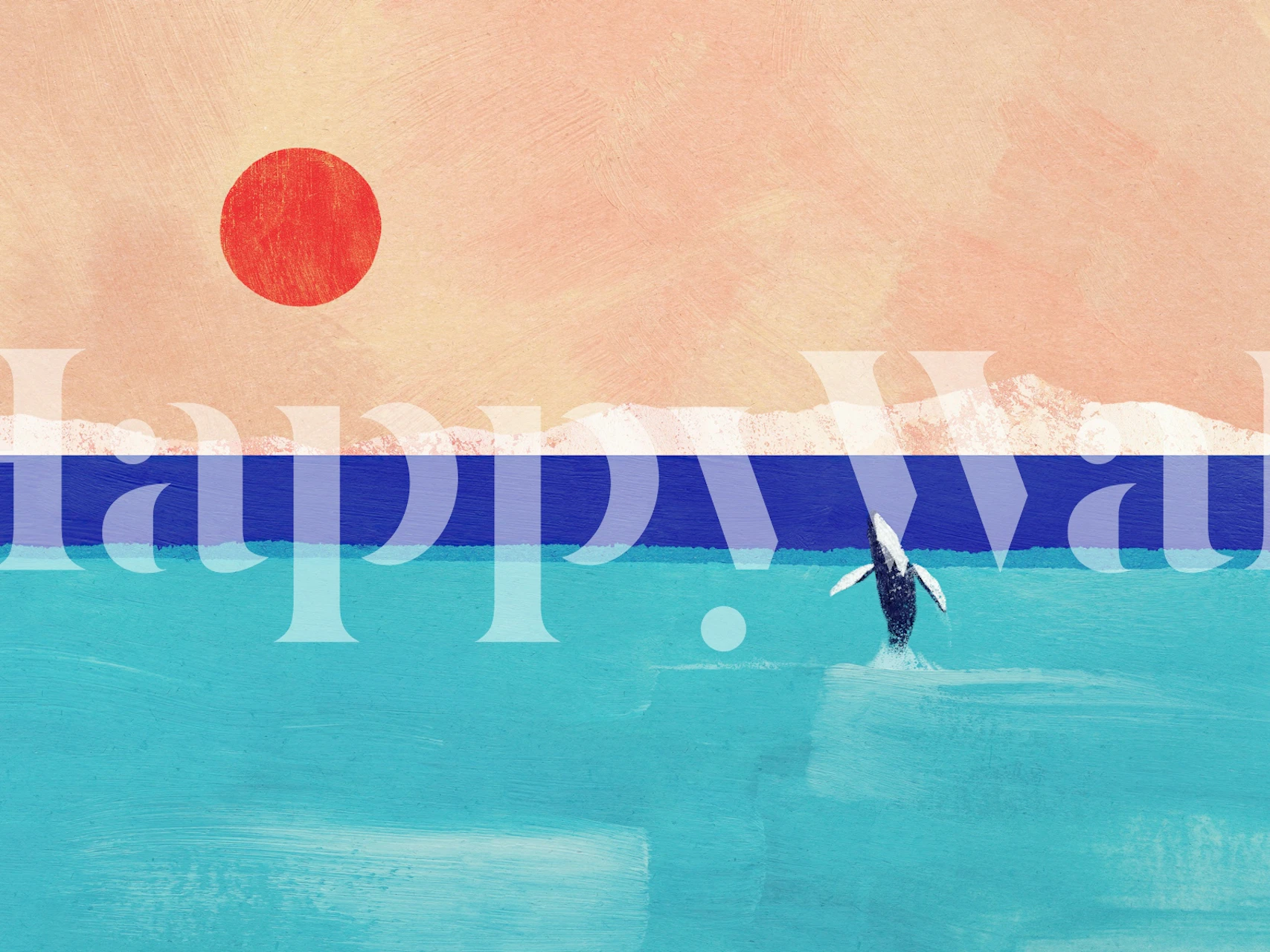 Carta da parati Leaping whale in una stanza