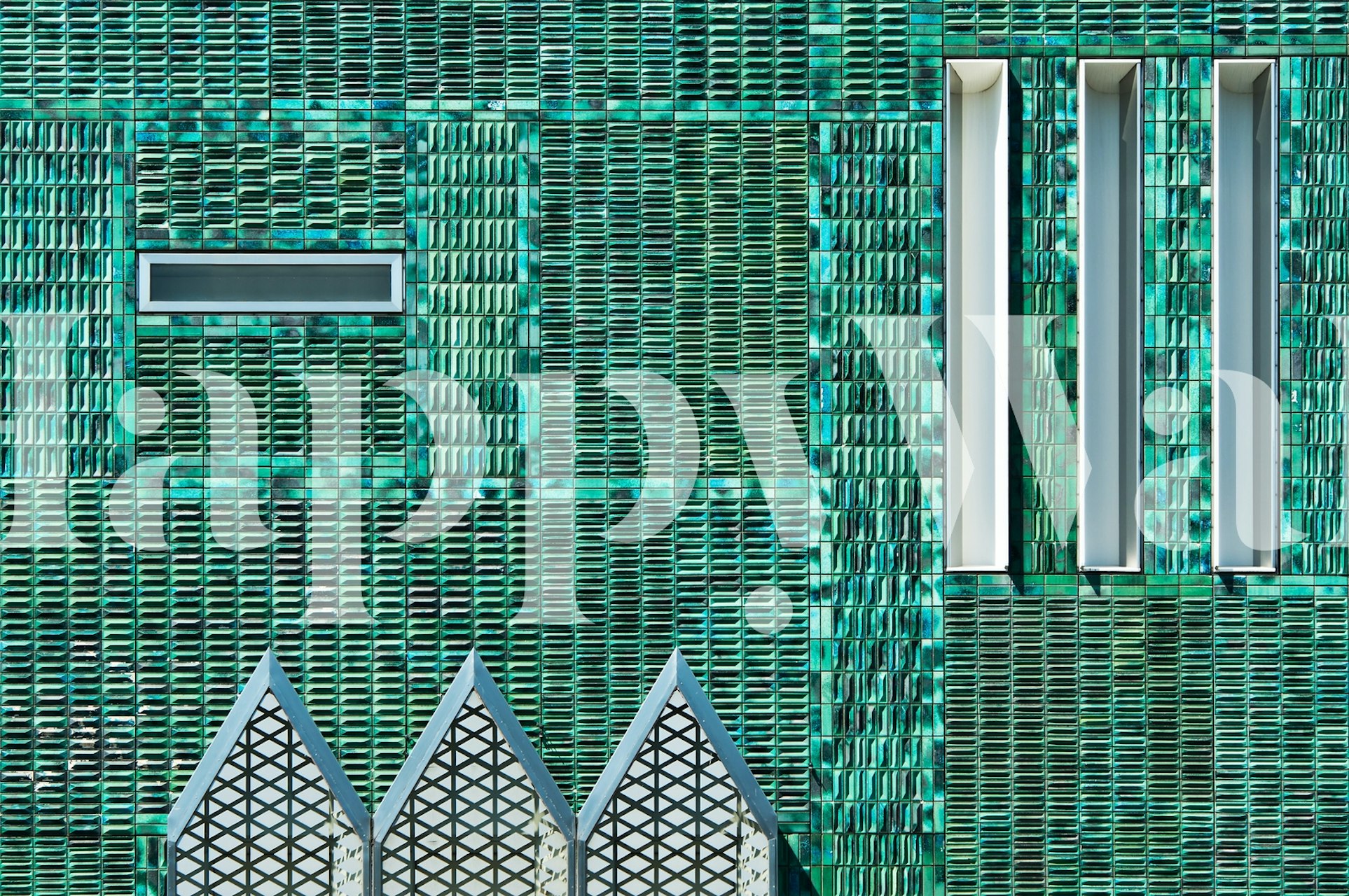 Teal geometric mosaic pattern wallpaper