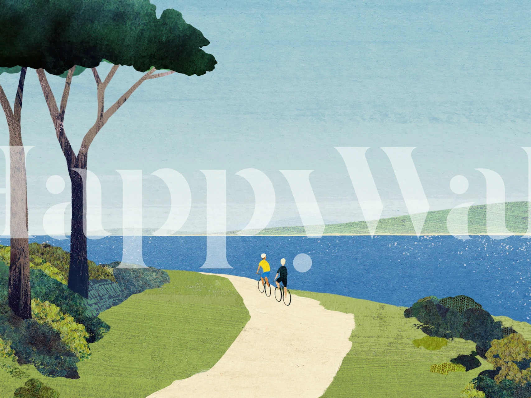 Cycling by the sea tapetti huoneessa