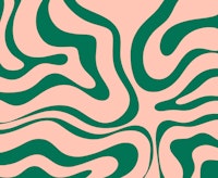 Retro Modern Liquid Swirl Green and Blush papiers peint