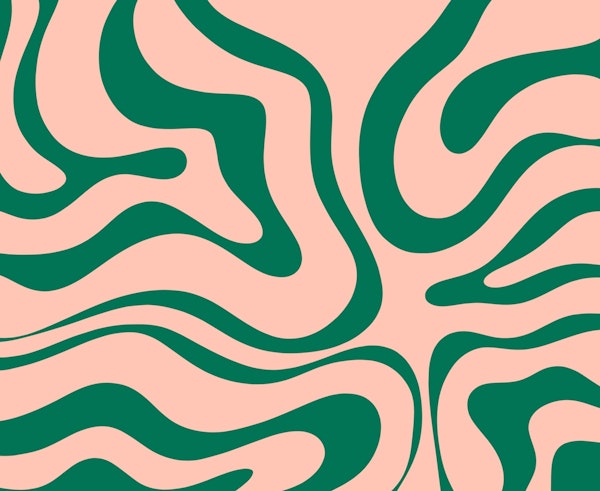 Retro Modern Liquid Swirl Green and Blush