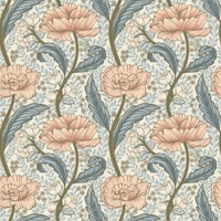 Victorian Art Nouveau Peonies - pastel pink behang
