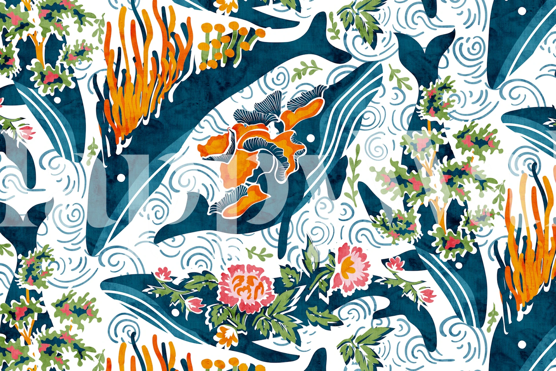 Tapeta Whale Woodland w pokoju