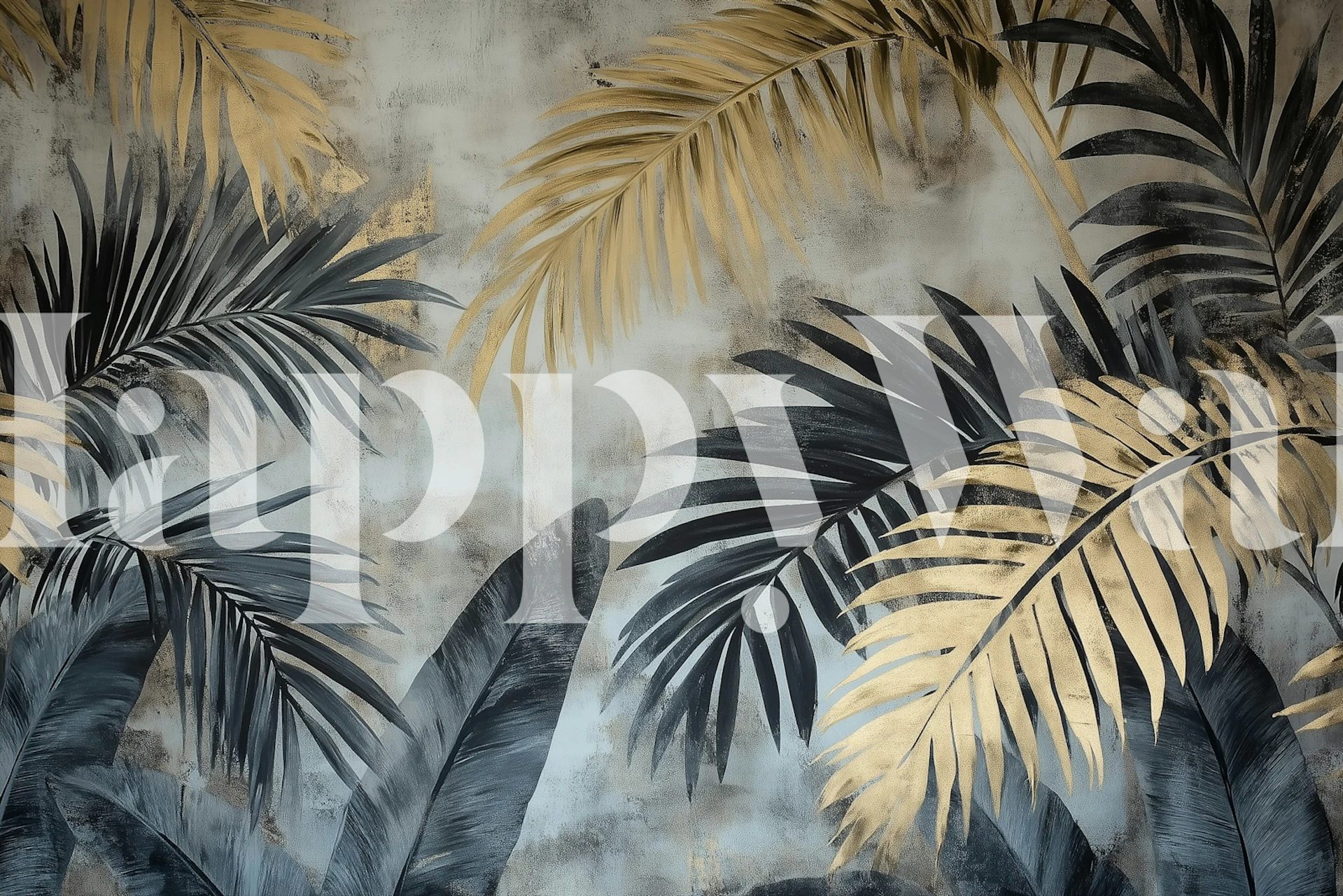 Golden Palm Paradise wallpaper in een kamer