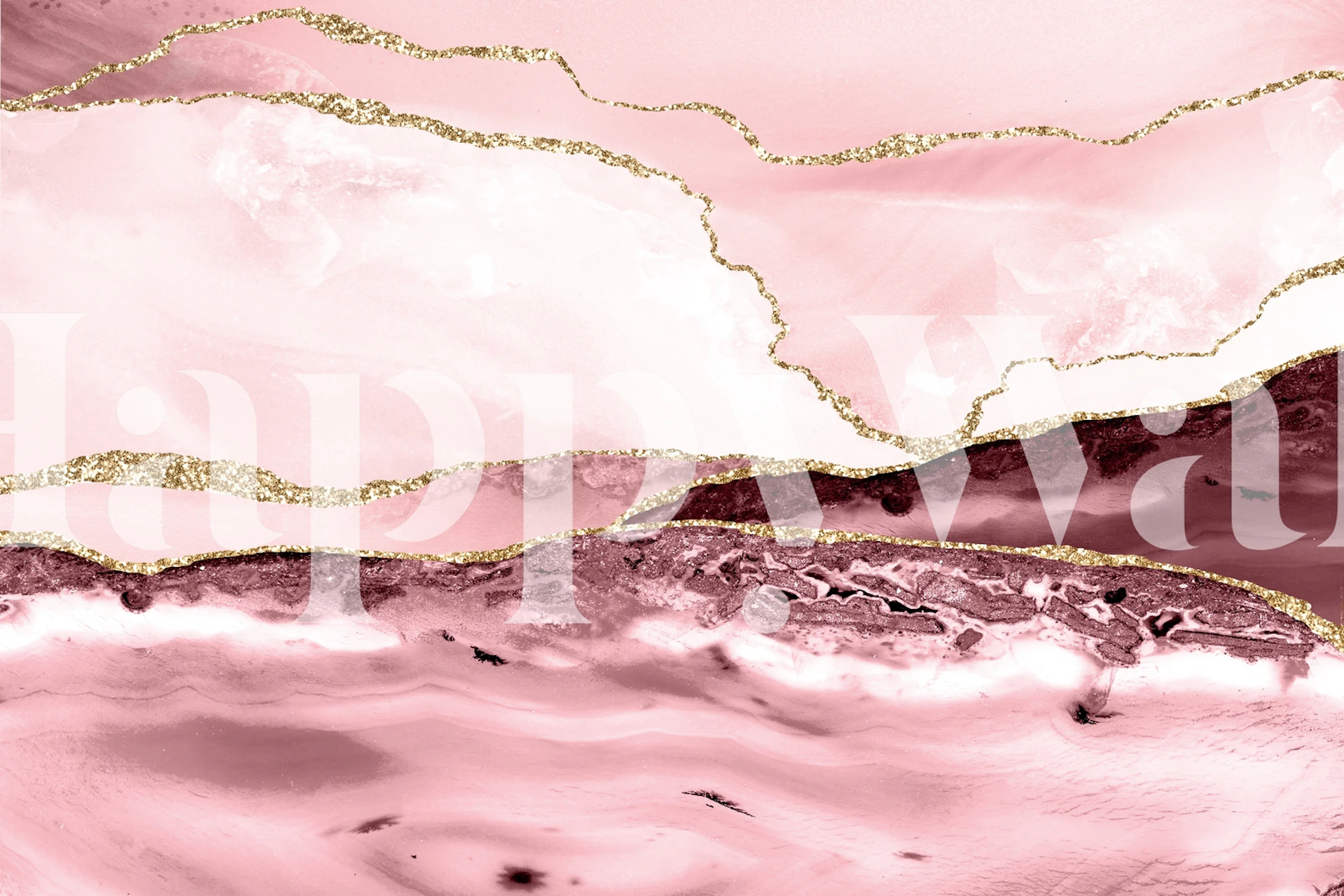 Design de papier peint Pink Marble Waves dans une pièce