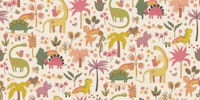 Retro Dinosaur Jungle - peach and sage wallpaper