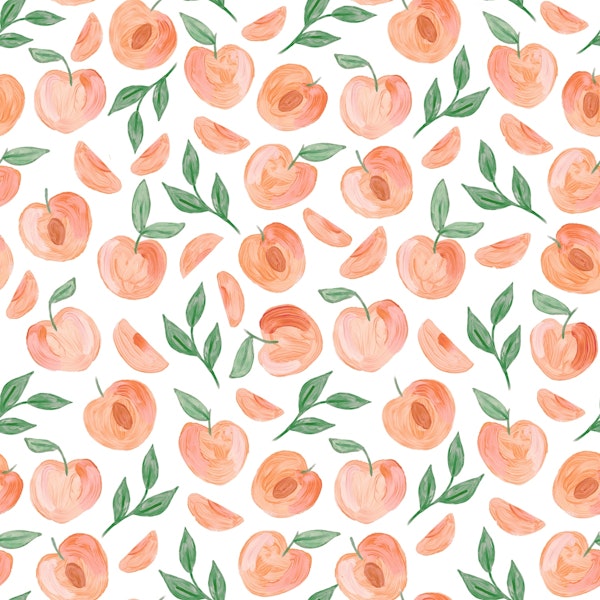 Pink Peaches on White