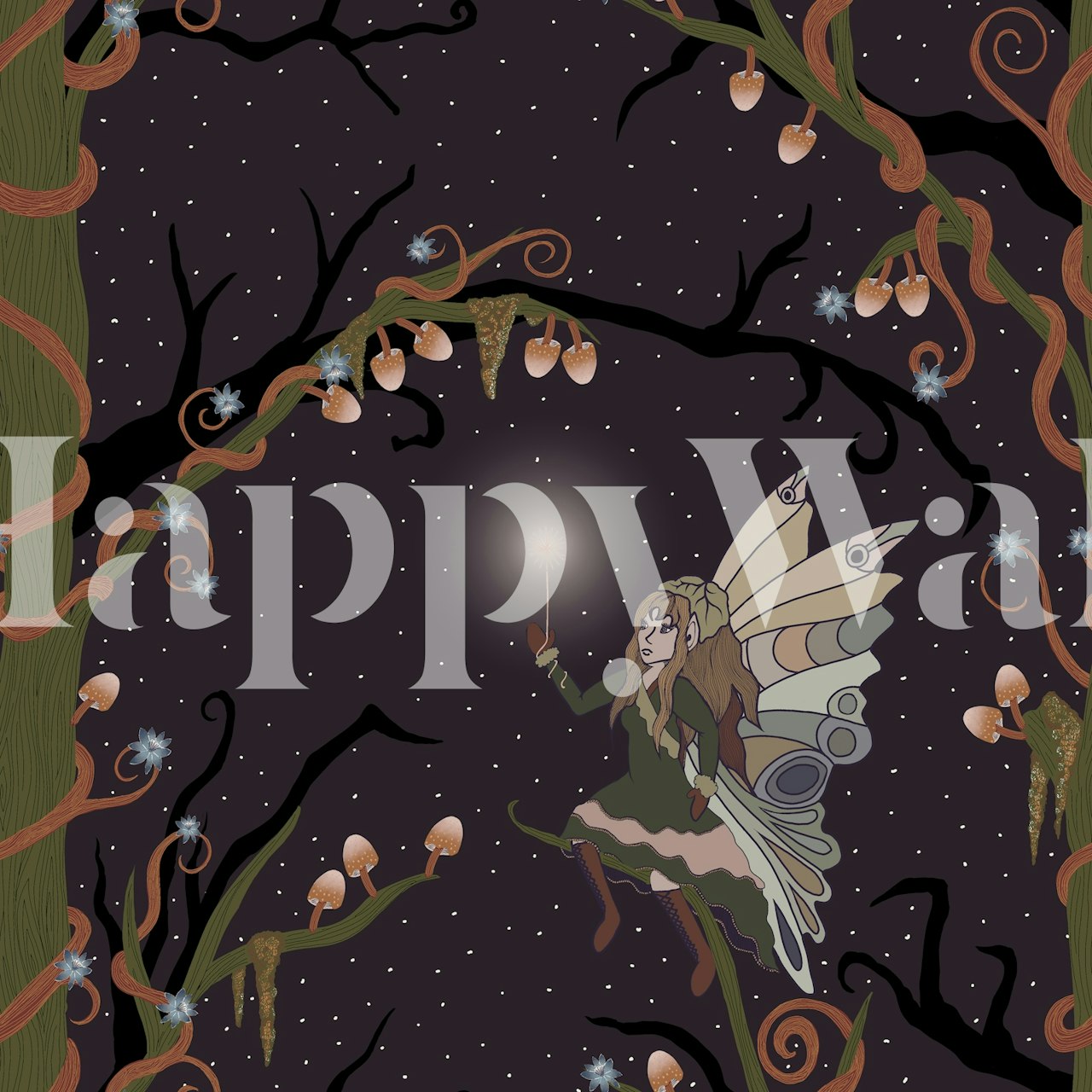 Midnight Fae wallpaper design in a room