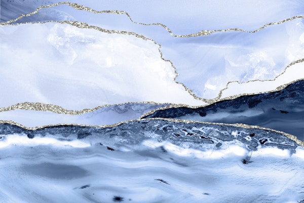 Blue And Silver  Marble Waves