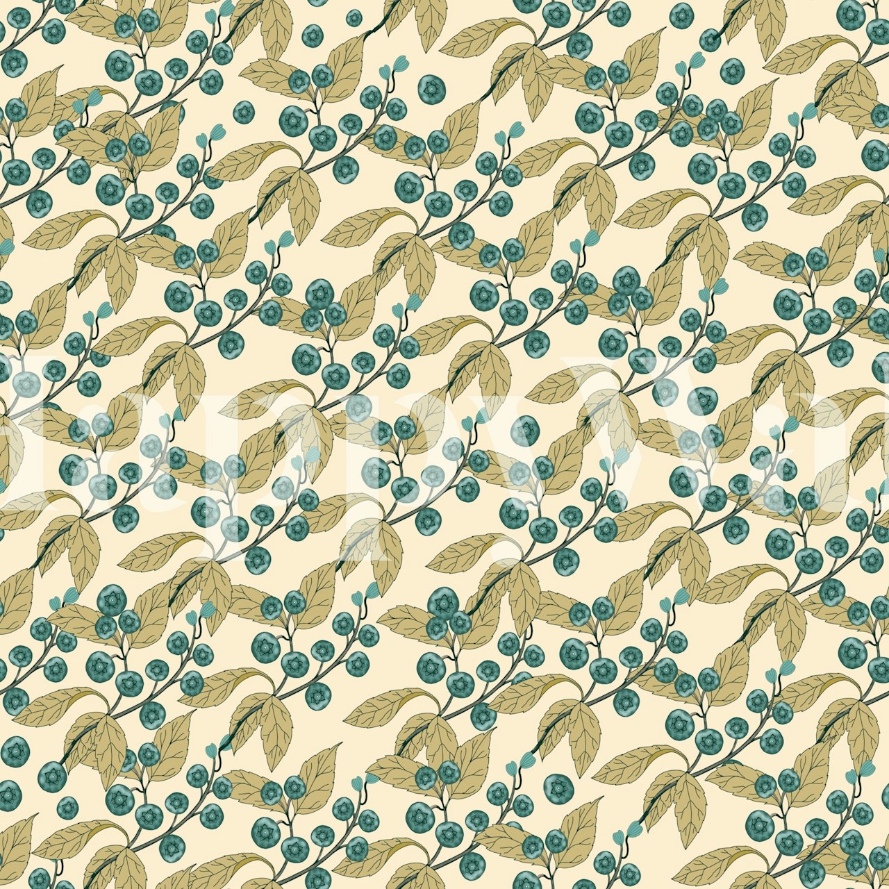 Blueberry Beauty Vine wallpaper in a room
