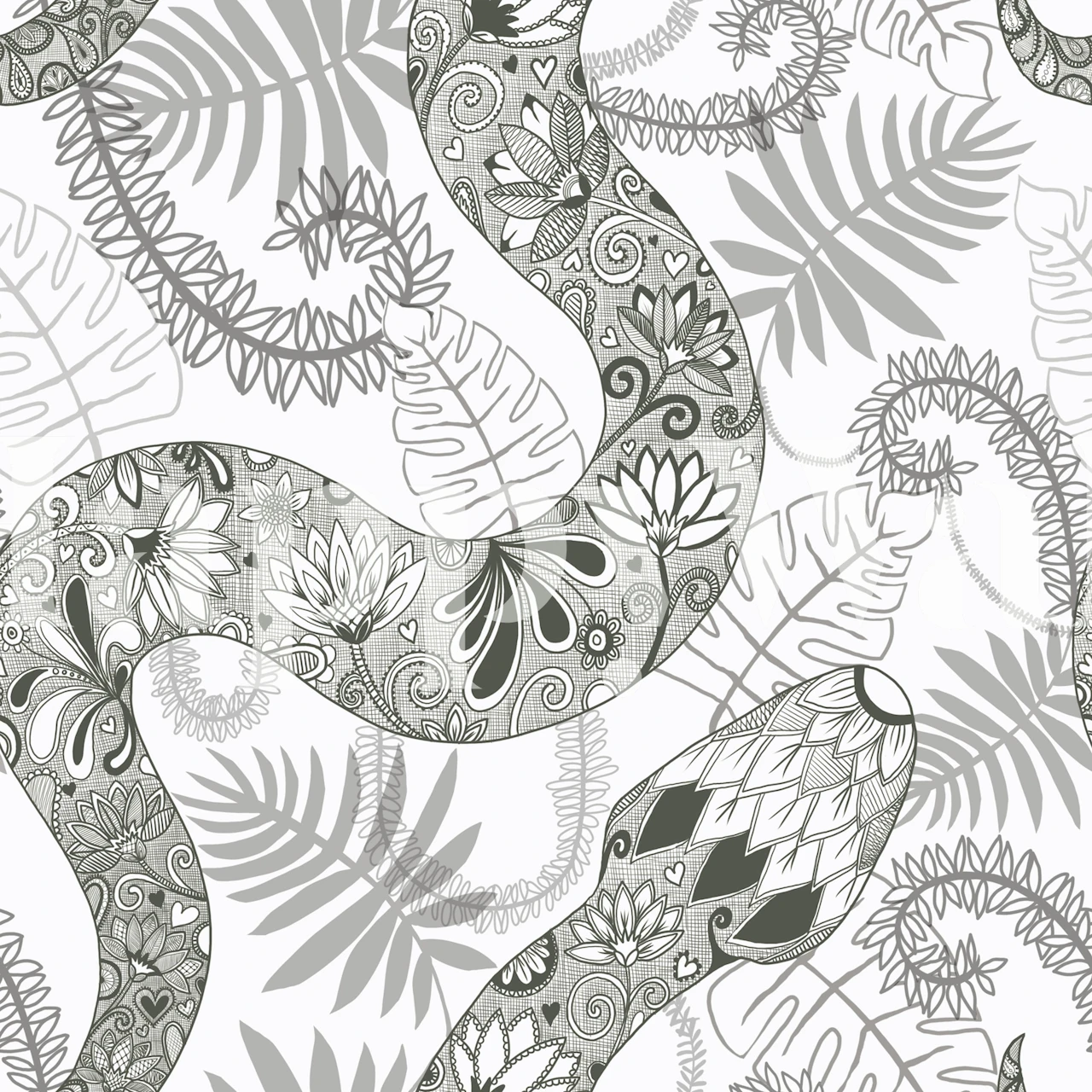 Serpent Jungle wallpaper in a stylish room