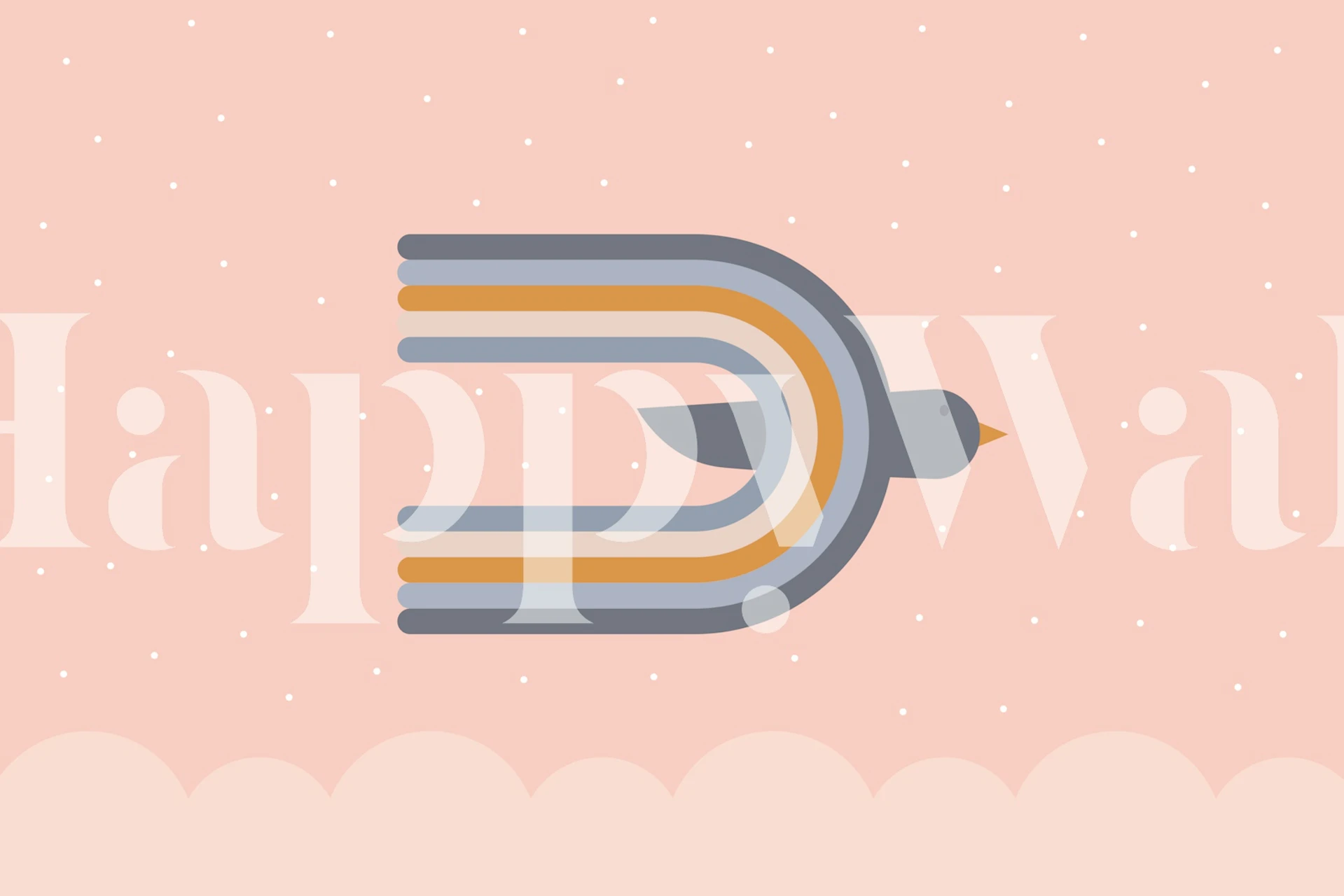 Colorful dove design on pink background wallpaper