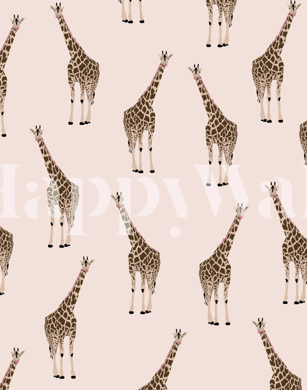 Giraffe pattern on a light pink background wallpaper