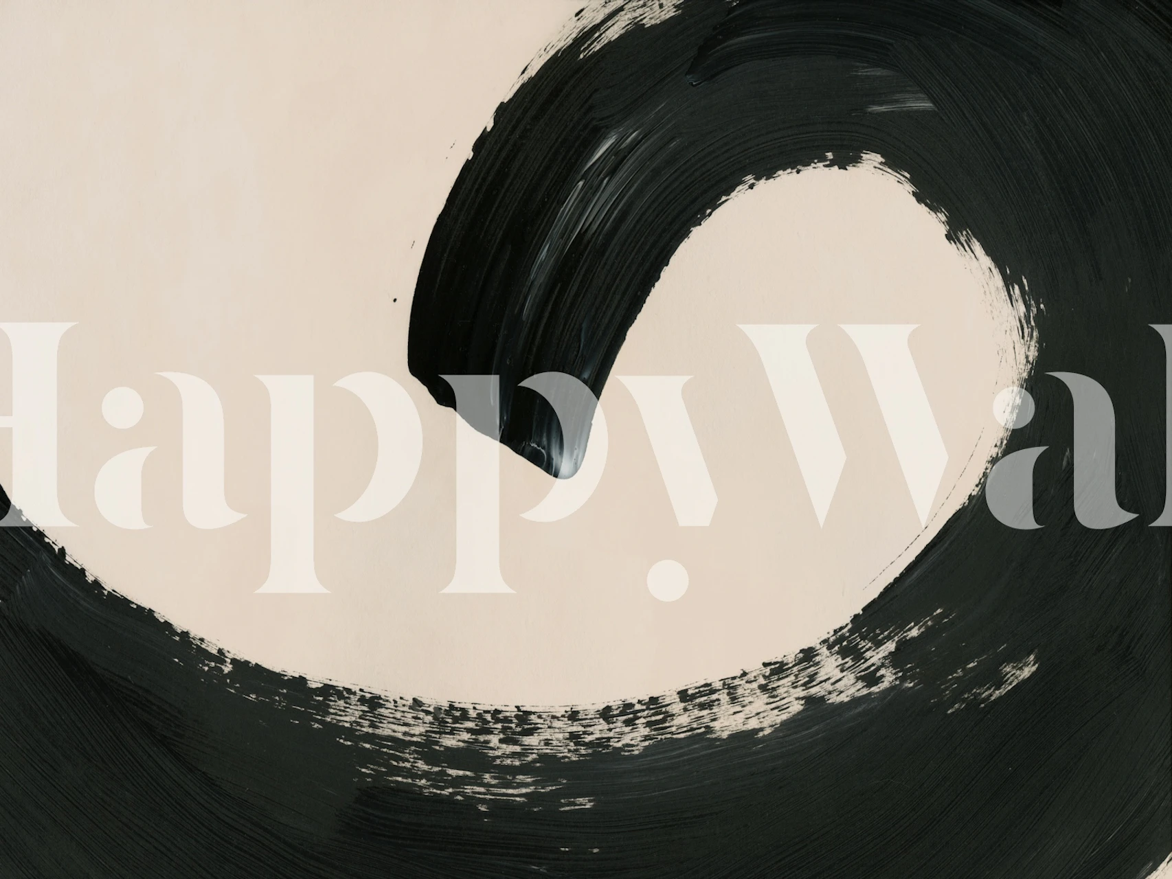 Black brushstroke wave wallpaper in a room