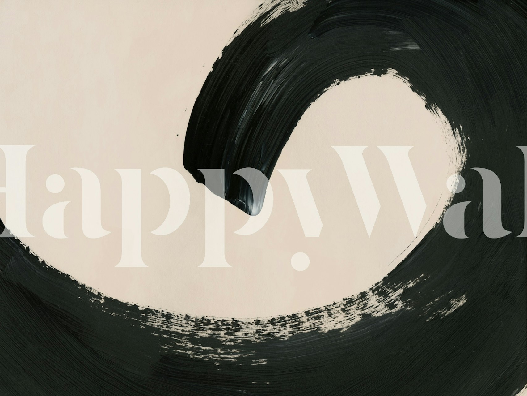 Schwarzes brushstroke wave wallpaper in einem Raum