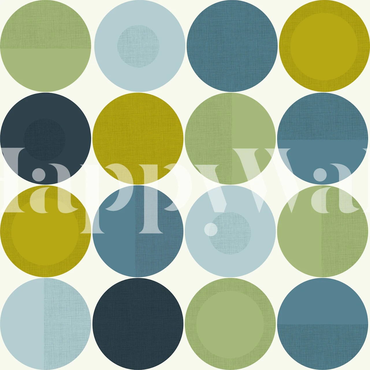 Papel de parede Green Geometric Dots em um cômodo