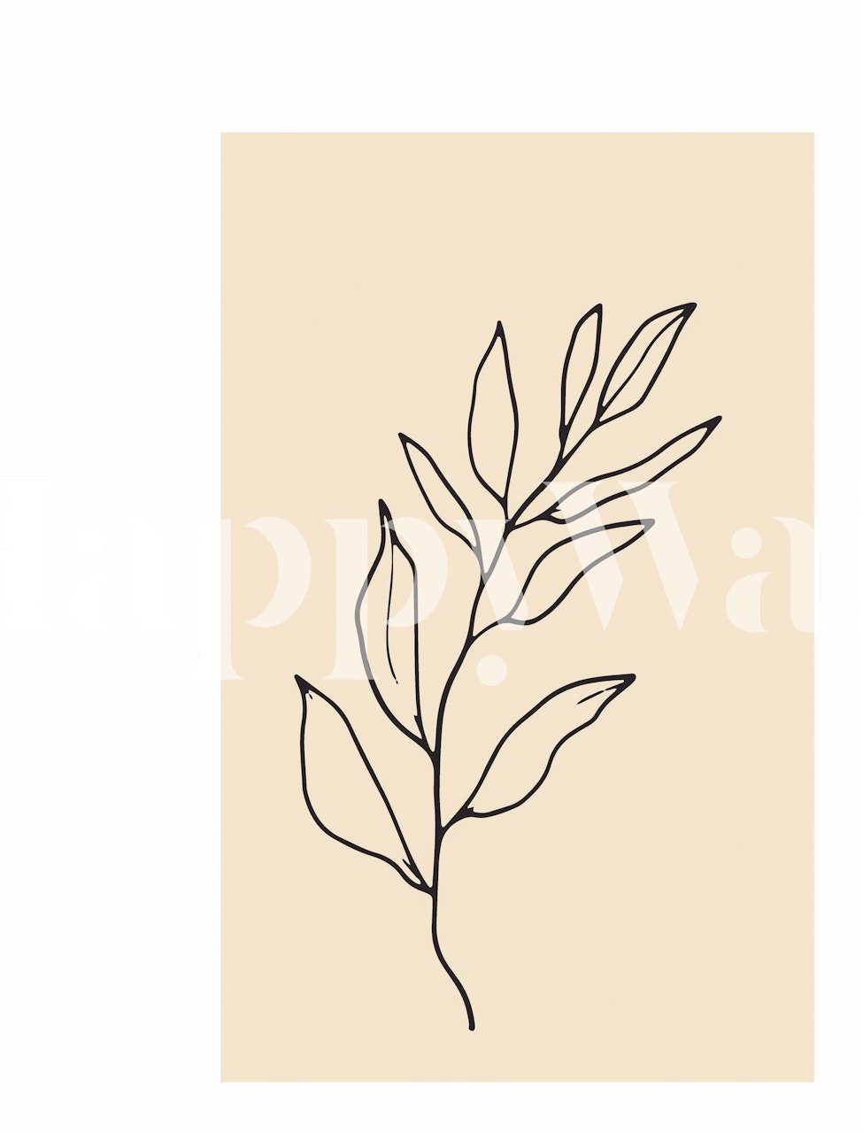 Minimal line art leaves design on beige background wallpaper