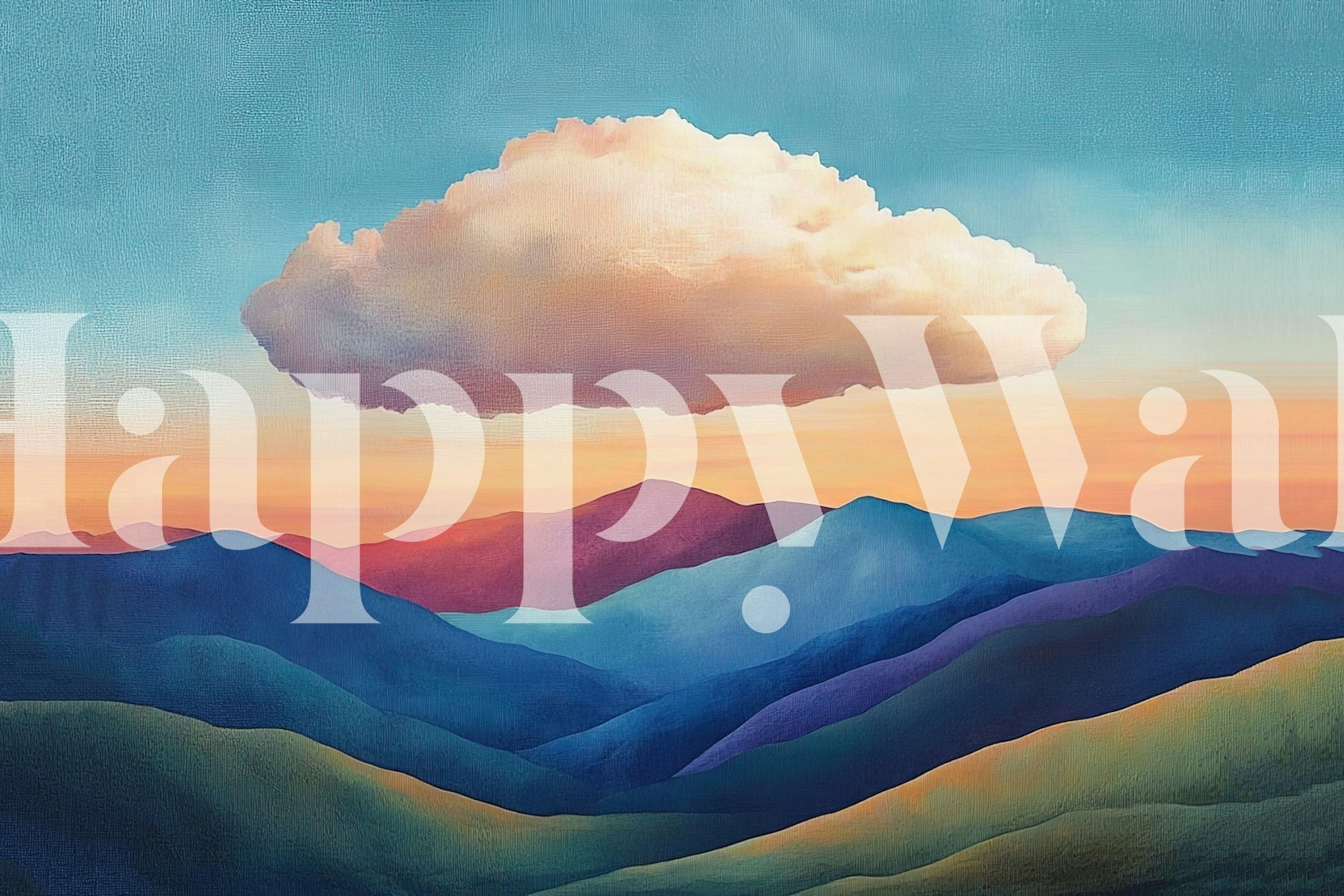 Single cloud wallpaper in a cozy room