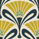 Vintage Floral Art Deco in Yellow Green - L