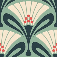 Vintage Floral Art Deco in Green - S tapeta