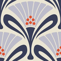 Vintage Floral Art Deco in Navy Purple - S ταπετσαρία