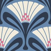 Vintage Floral Art Deco in Blue - S tapeta