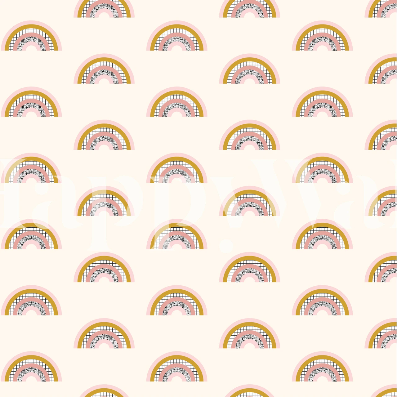 Rainbow patterns with pastel colors on cream background wallpaper