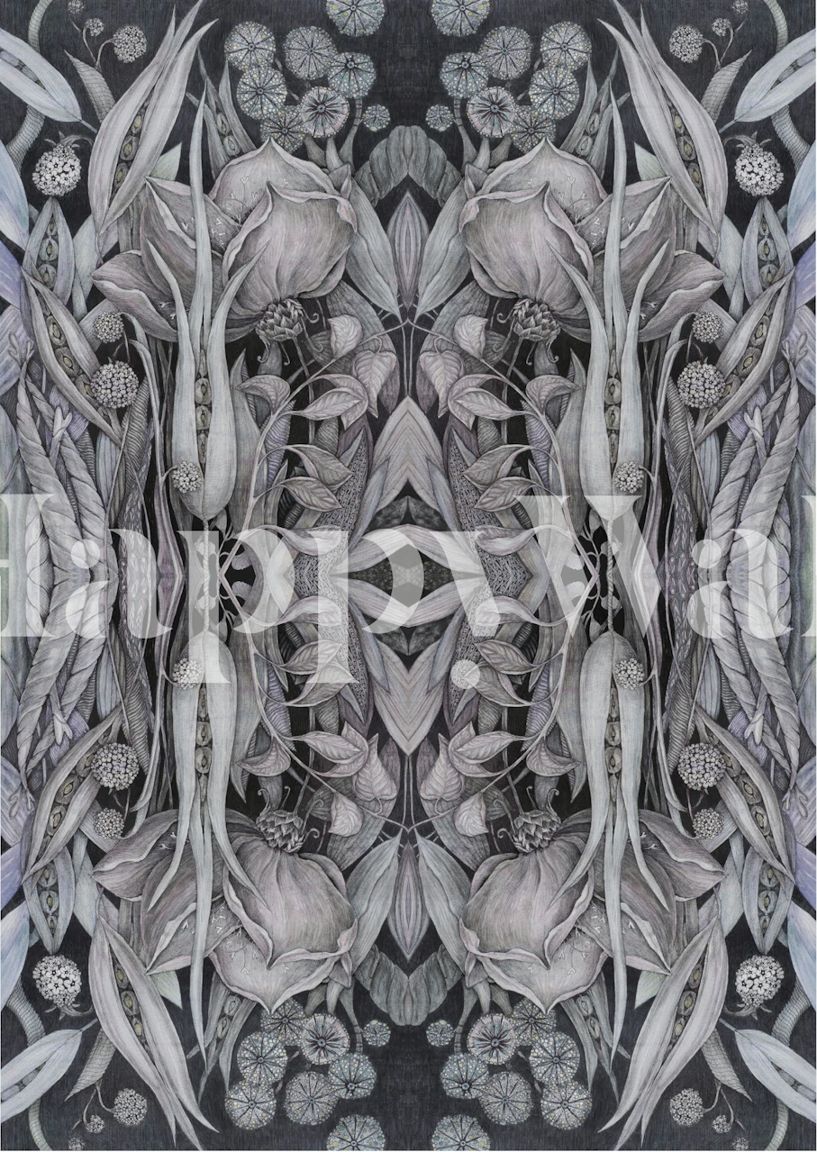 Papel de parede Dark Floral Whimsy 2 em um quarto