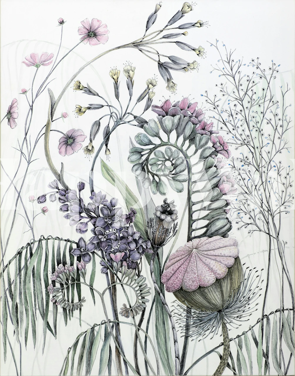 Carta da parati Delicate Floral Symphony in una stanza