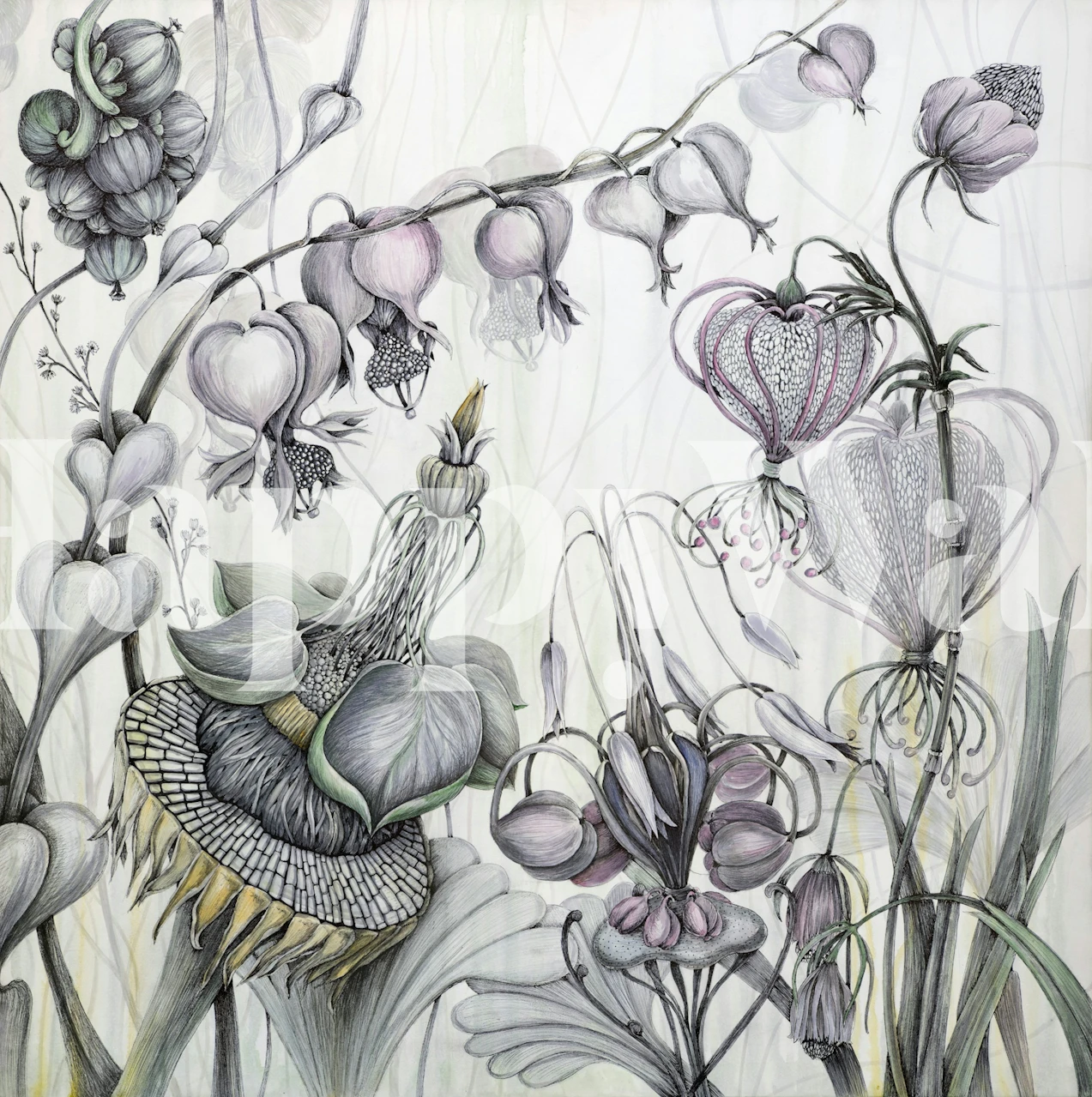 Floral wallpaper design in a room