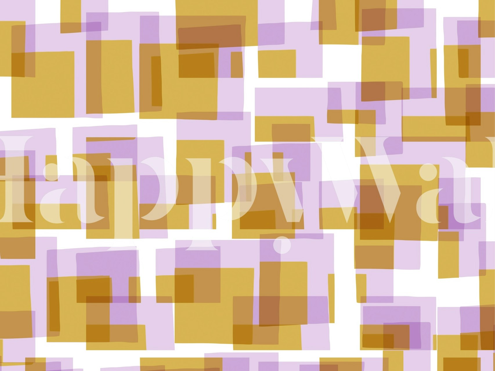 Retro boxy shapes in lilac and mustard wallpaper