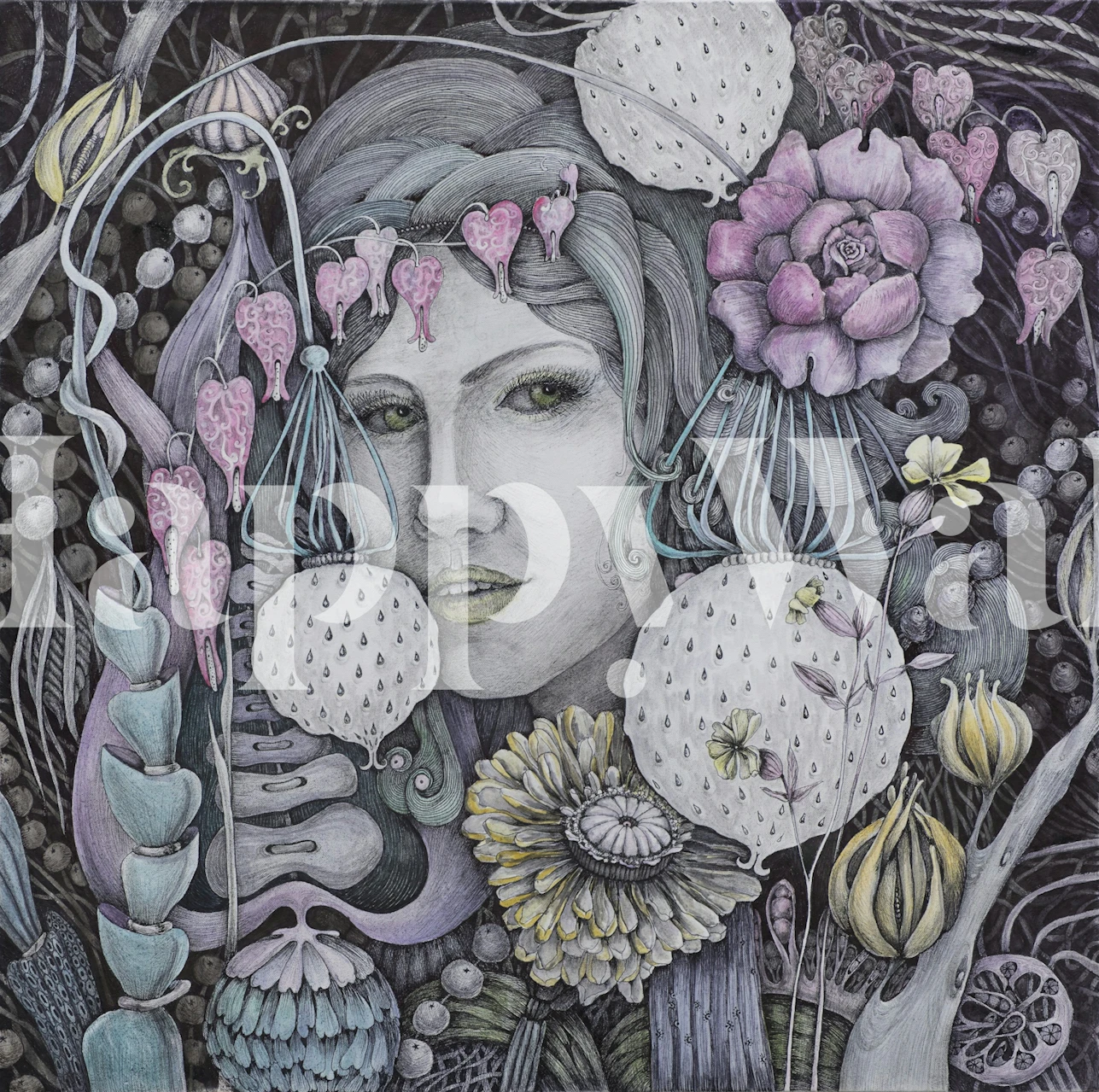 Abstract floral portrait with soft colors and intricate details wallpaper