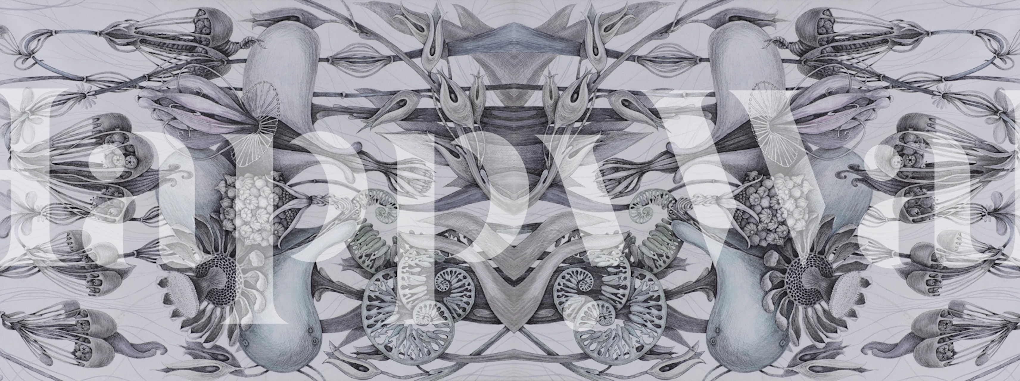 Floral Fantasy Art Deco wallpaper displayed in a room