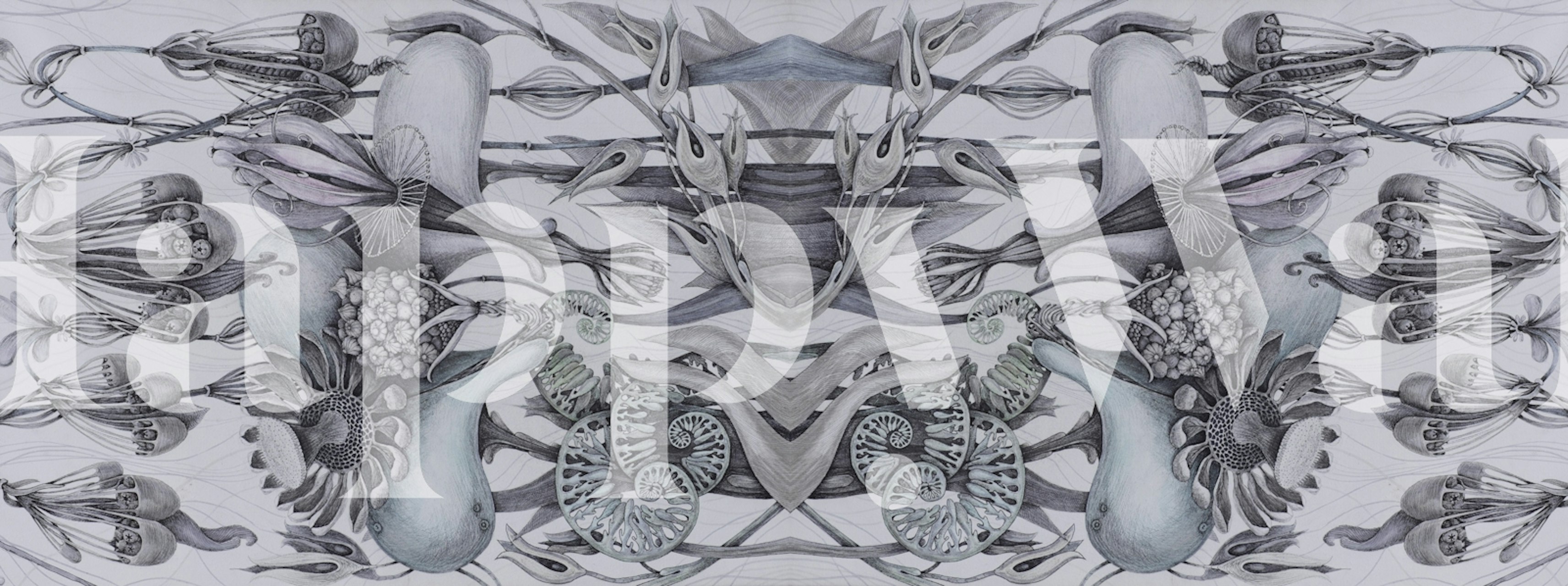 Tapeta Floral Fantasy Art Deco vystavená v místnosti