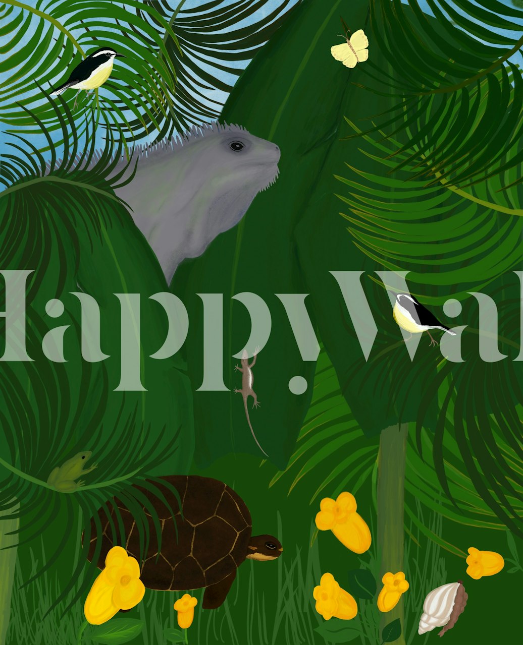 Island Life on Land wallpaper in a charming room