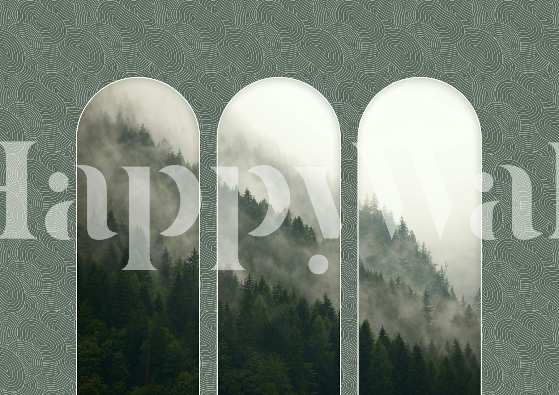 Misty Woodland wallpaper with green trees and fog