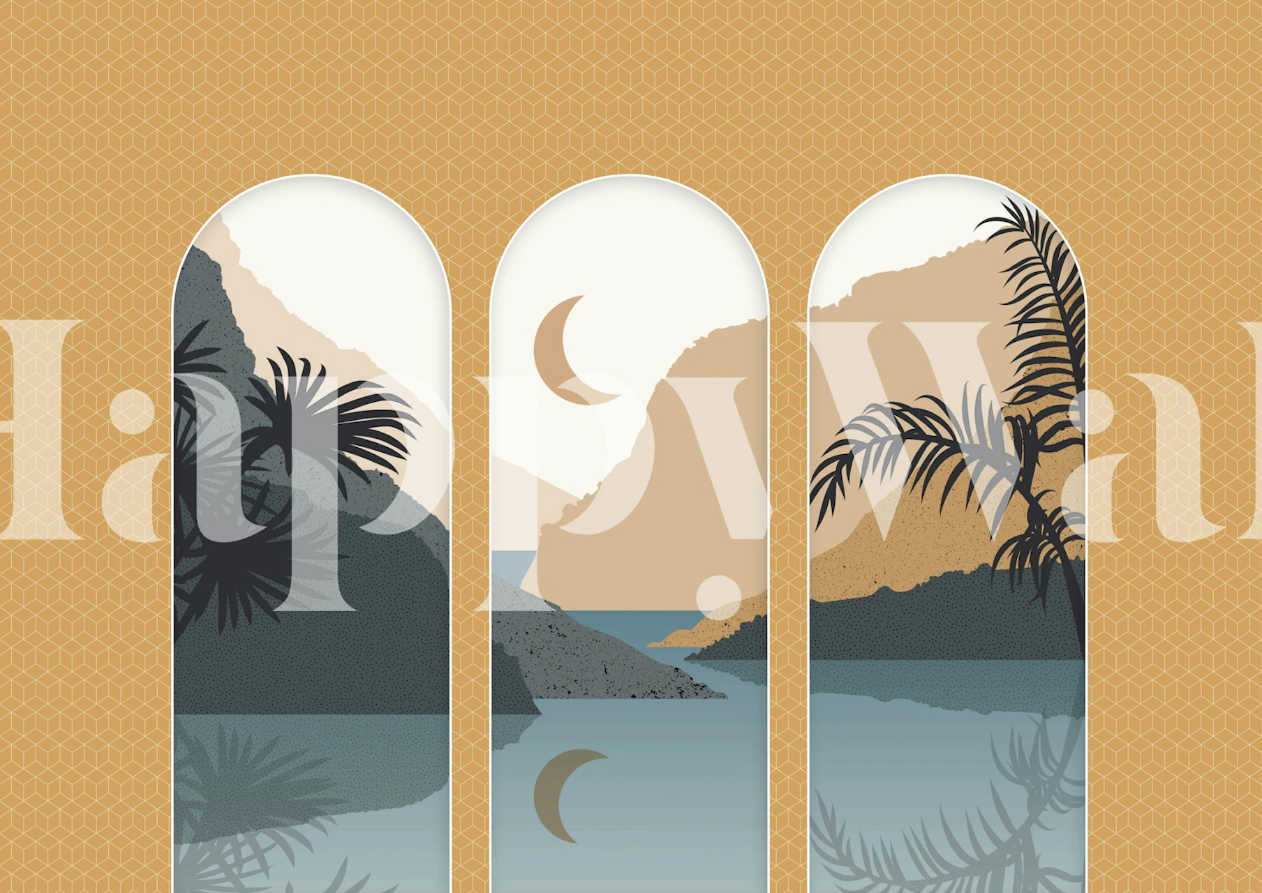 Palm Framed Serenity wallpaper in a room