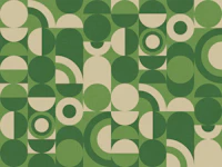 Bauhaus Rainbows Geometric Circles - Green tapete