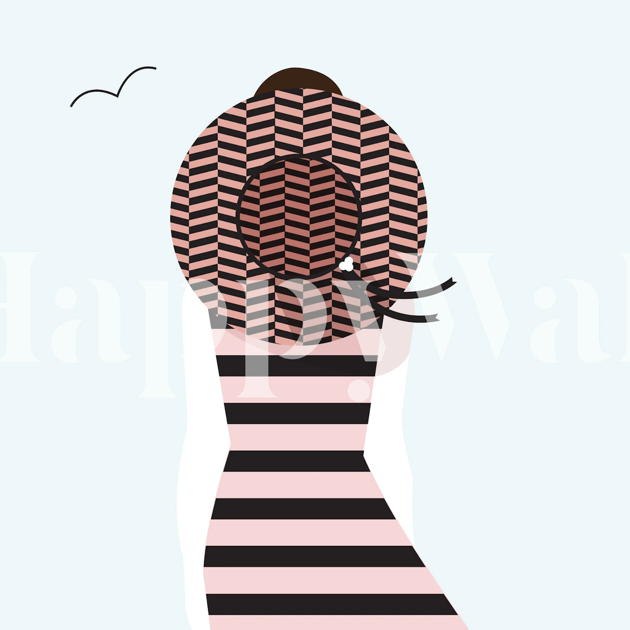 Girl in a straw hat wallpaper in a room