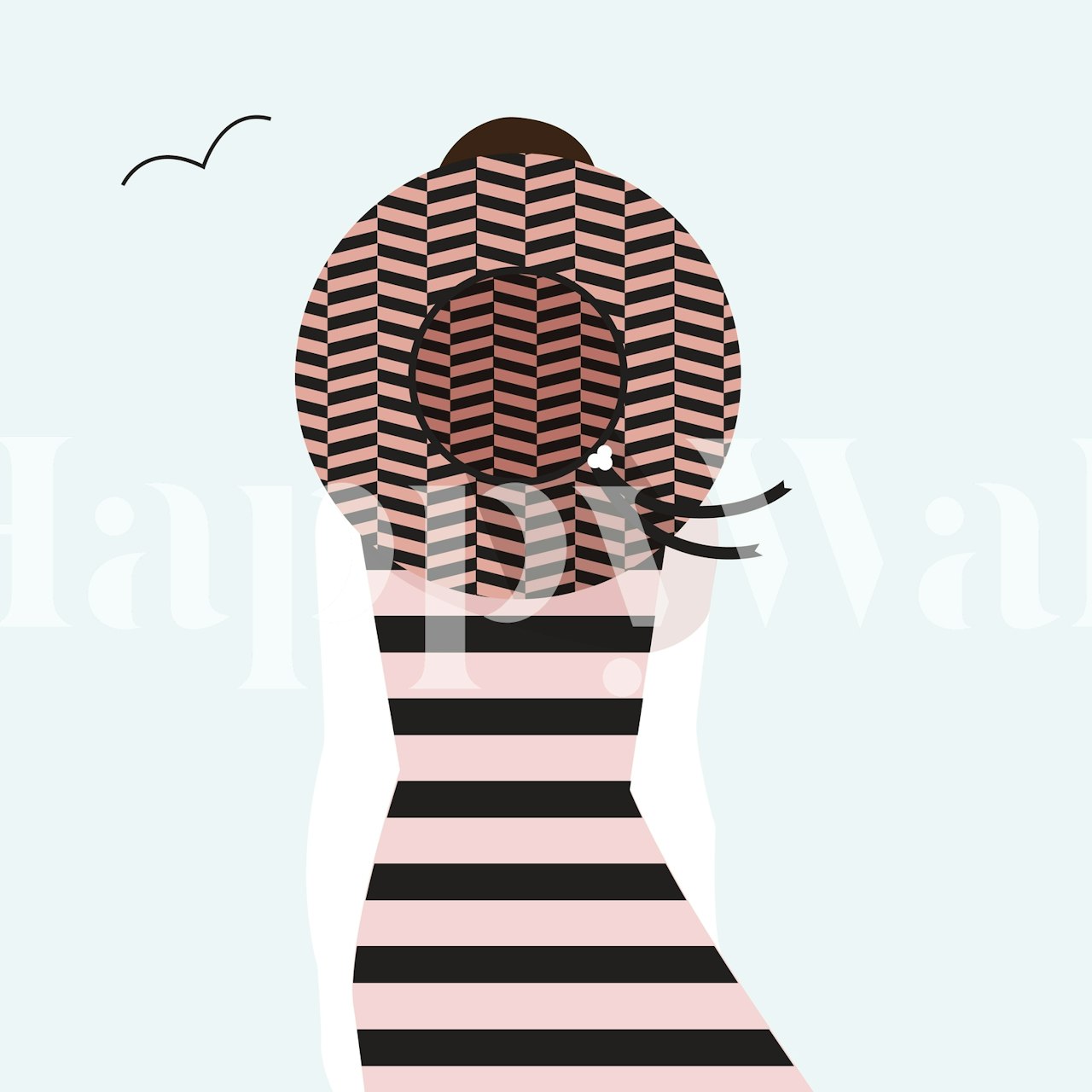 Girl in a straw hat wallpaper in a room